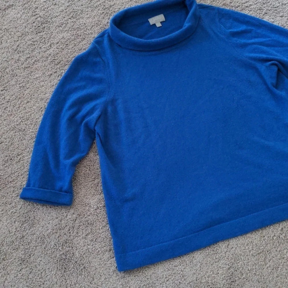 Pure Collection Cashmere Royal Blue Rollover Turtle neck with roll sleeve sz 20 - Picture 3 of 12